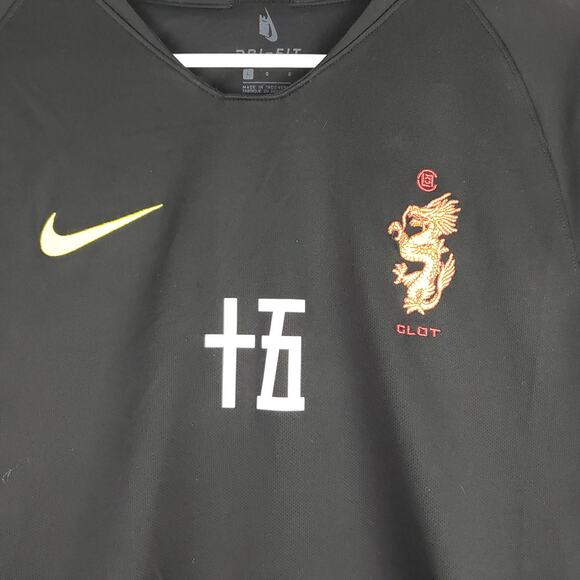 Nike X Clot Soccer Size L 15th Anniversary Jersey Black Edison Chen Swoosh - Picture 2 of 9